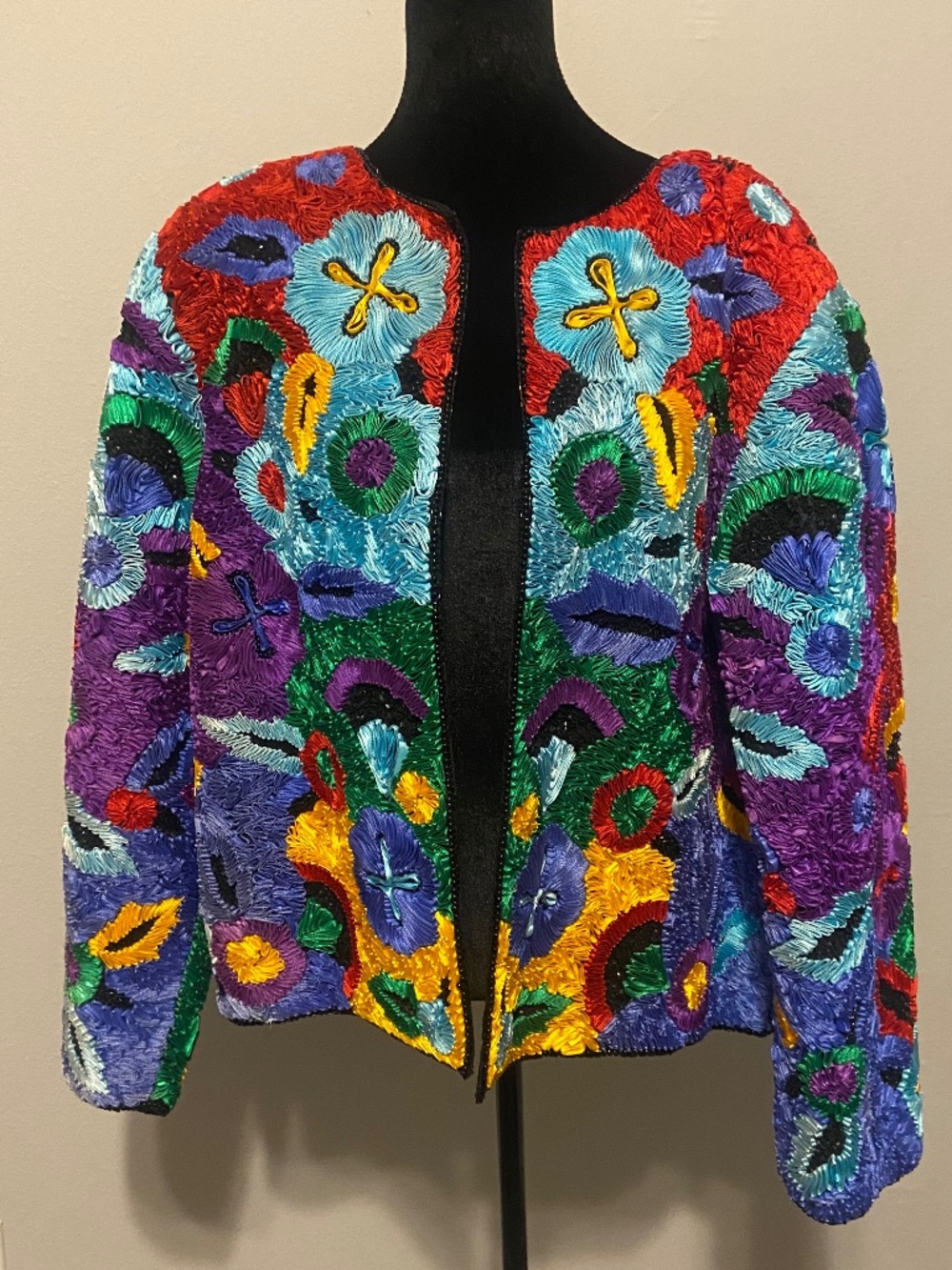 VTG Tan-Cho by Krishma Hand-Beaded Silk Artwear Jacket